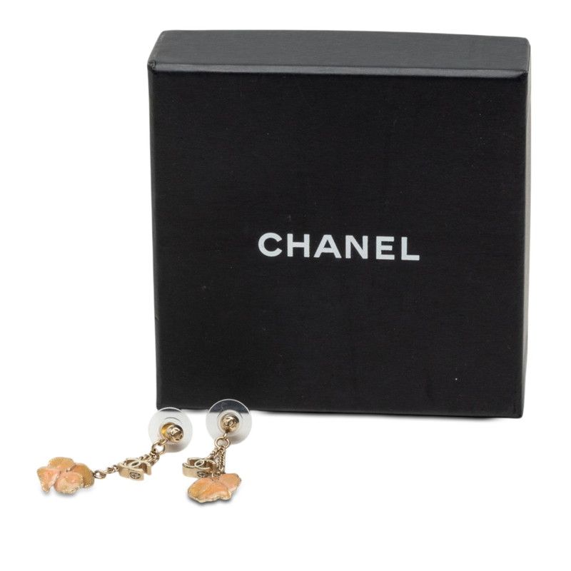 Chanel CC Logo Camellia Earrings Gold Plated — view 4