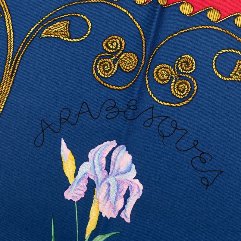 Hermes Carre 90 Arabesque Scarf Large Blue Multicolor Silk — view 3