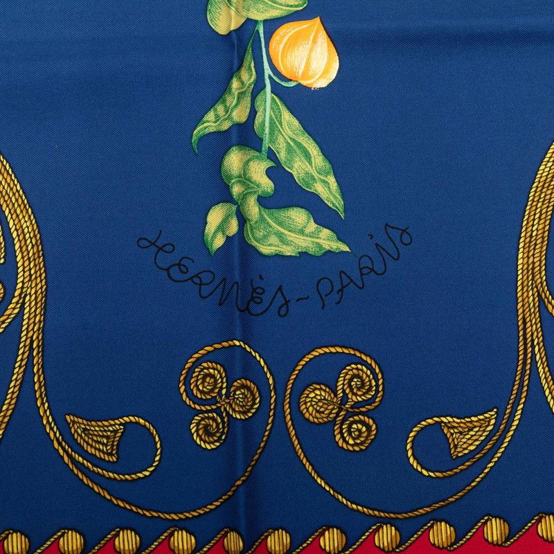 Hermes Carre 90 Arabesque Scarf Large Blue Multicolor Silk — view 4