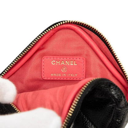Chanel Quilted CC Logo Diamond Shape Waist Bag Black Gold Caviar Leather — view 5