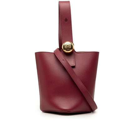 Loewe Pebble Bucket Mini 2-Way Shoulder Bag Purple Leather