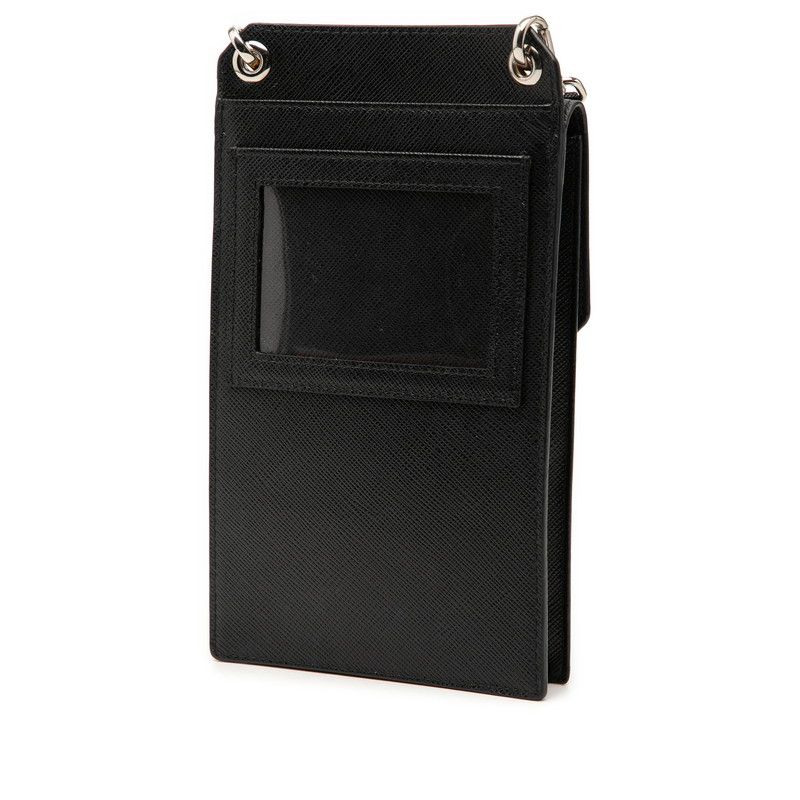 Prada Crossbody Phone Shoulder Strap Case Bag Black Saffiano Leather — view 2