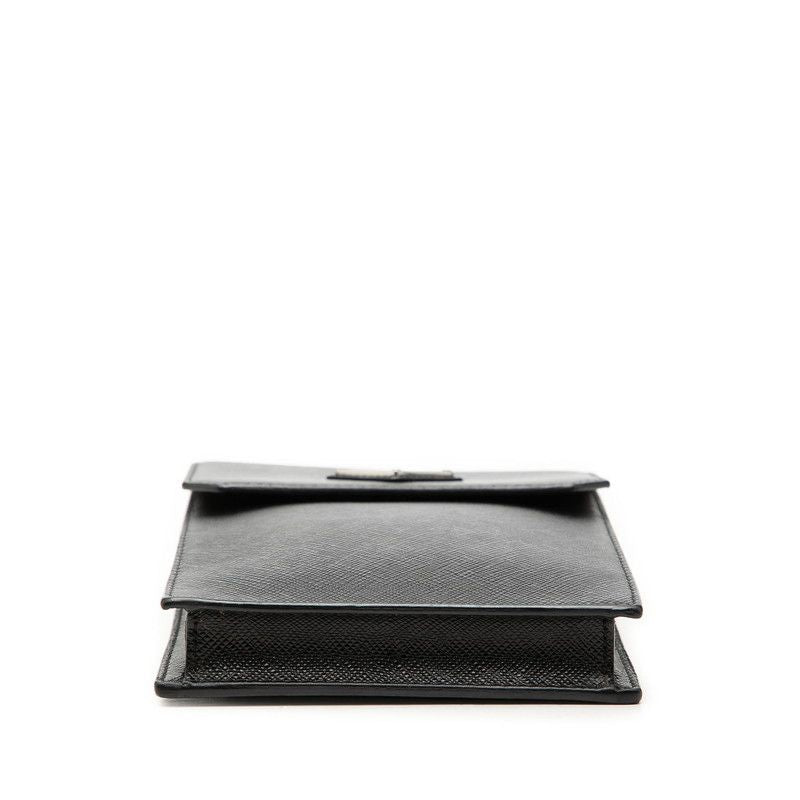 Prada Crossbody Phone Shoulder Strap Case Bag Black Saffiano Leather — view 3