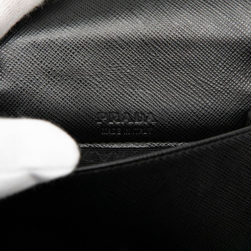 Prada Crossbody Phone Shoulder Strap Case Bag Black Saffiano Leather — view 5
