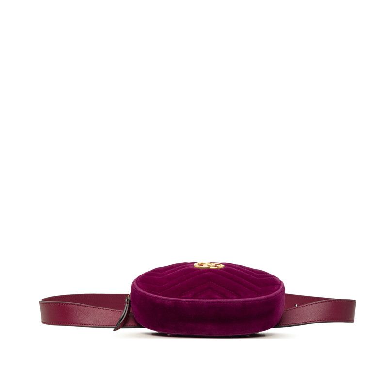 Gucci GG Marmont Quilted Crossbody Shoulder Bag Purple Velvet Leather — view 3