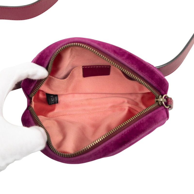 Gucci GG Marmont Quilted Crossbody Shoulder Bag Purple Velvet Leather — view 4