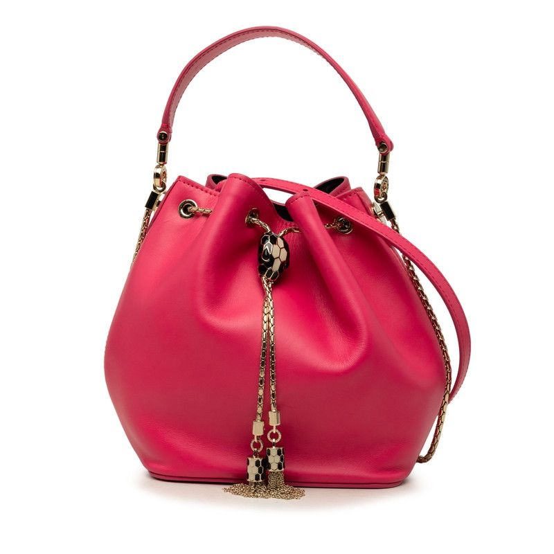 Bvlgari Serpenti Forever Shoulder Bag Drawstring 2-Way Pink Leather