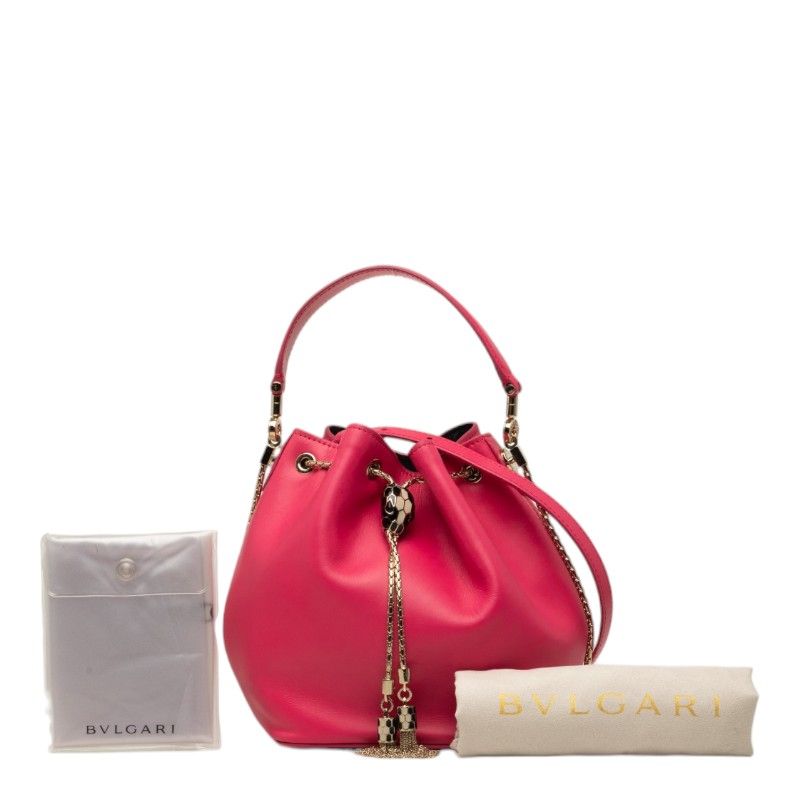 Bvlgari Serpenti Forever Shoulder Bag Drawstring 2-Way Pink Leather — view 7