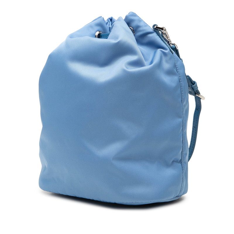 Prada Tessuto Pouch Drawstring Handbag Blue Nylon Leather — view 2
