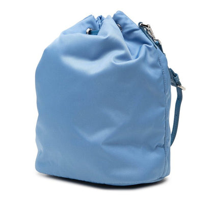 Prada Tessuto Pouch Drawstring Handbag Blue Nylon Leather — view 2