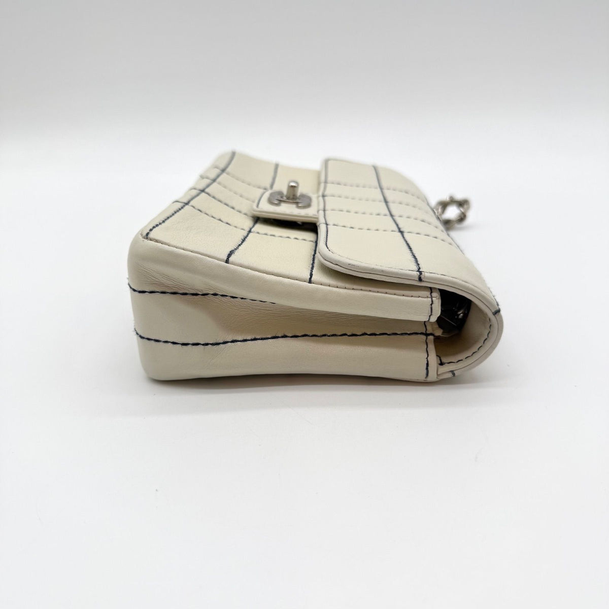 Chanel Choco Bar Shoulder Bag White Turnlock Stitch — view 6