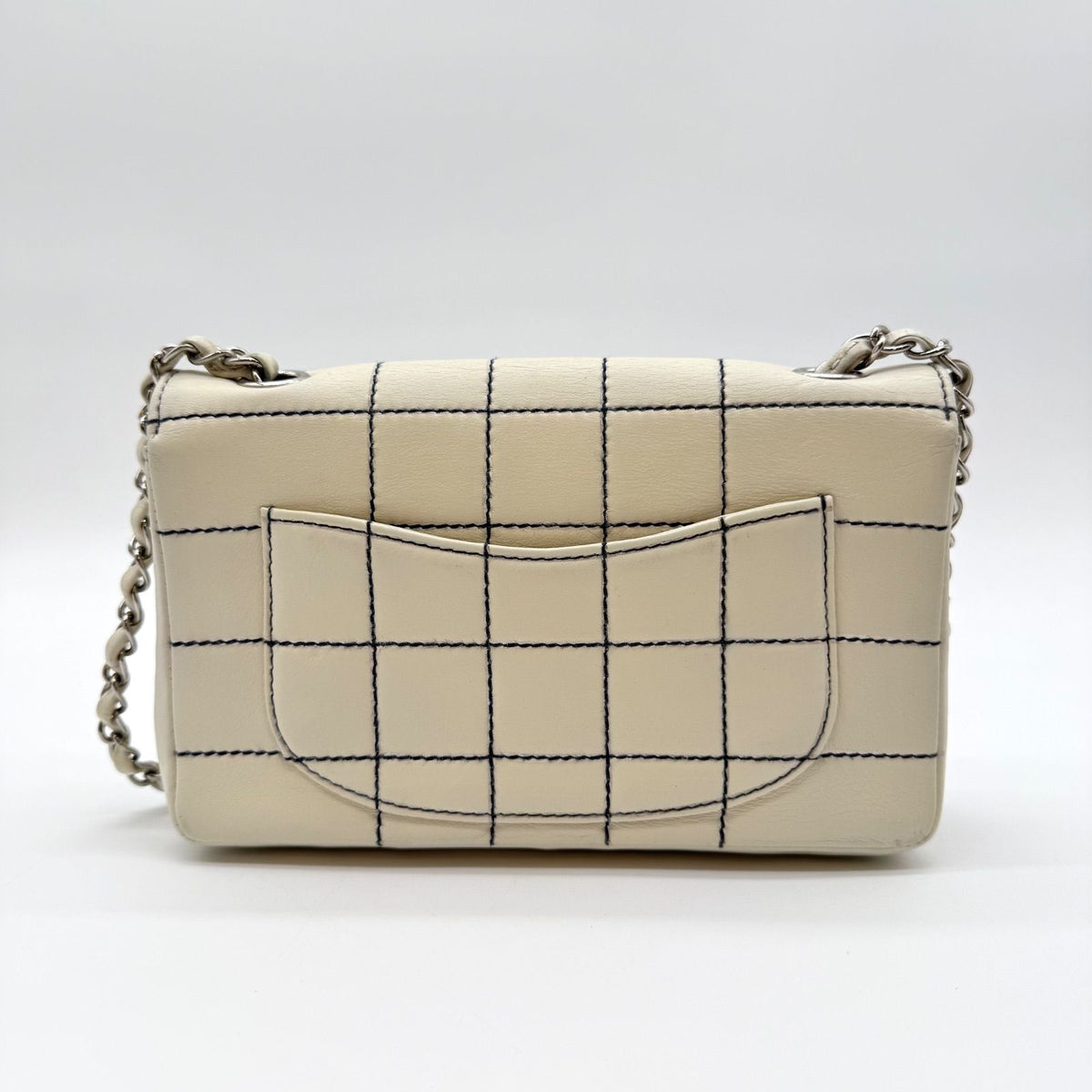 Chanel Choco Bar Shoulder Bag White Turnlock Stitch — view 2