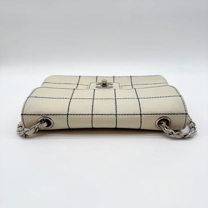 Chanel Choco Bar Shoulder Bag White Turnlock Stitch — view 3