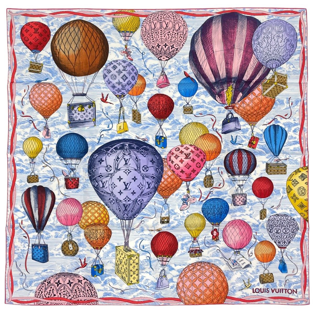Louis Vuitton Carre 90 Up and Away Scarf Silk Blue Multicolor