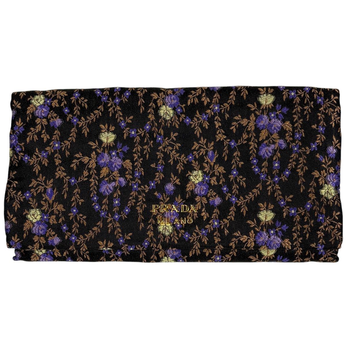 Prada Wallet Floral Fabric Nero