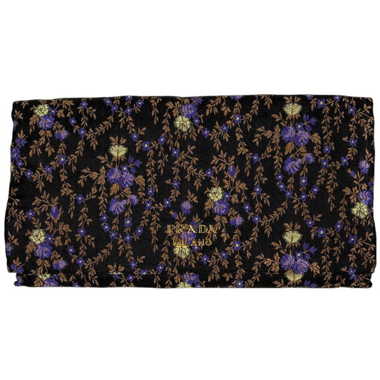 Prada Wallet Floral Fabric Nero