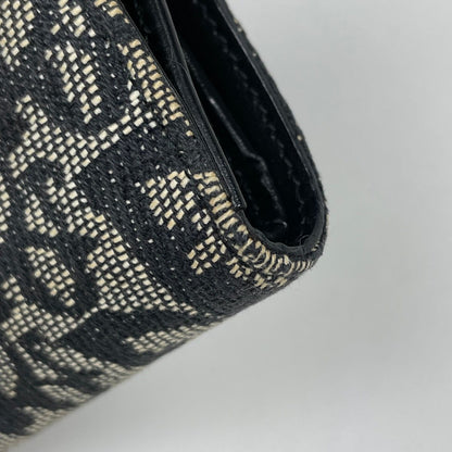 Dior Bifold Wallet Trotter Pattern Saddle Shape Snap Canvas Black — view 3