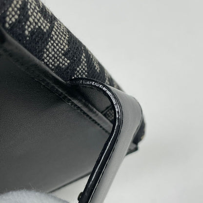Dior Bifold Wallet Trotter Pattern Saddle Shape Snap Canvas Black — view 4