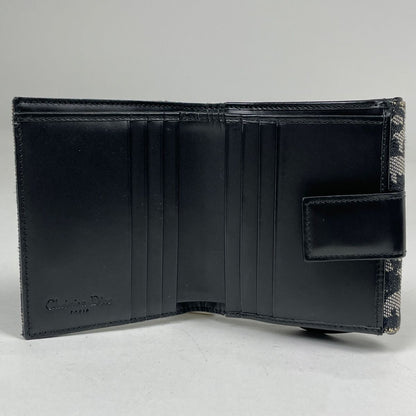 Dior Bifold Wallet Trotter Pattern Saddle Shape Snap Canvas Black — view 7