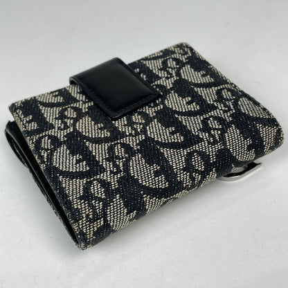 Dior Bifold Wallet Trotter Pattern Saddle Shape Snap Canvas Black — view 2
