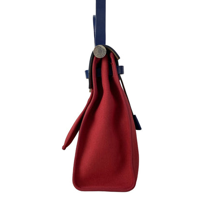 Hermes Handbag Herbag Zip 31 PM Red Navy Silver — view 2