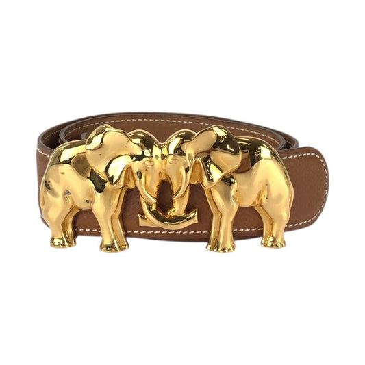 Hermes Reversible Belt 65 Brown Gold Leather Plated