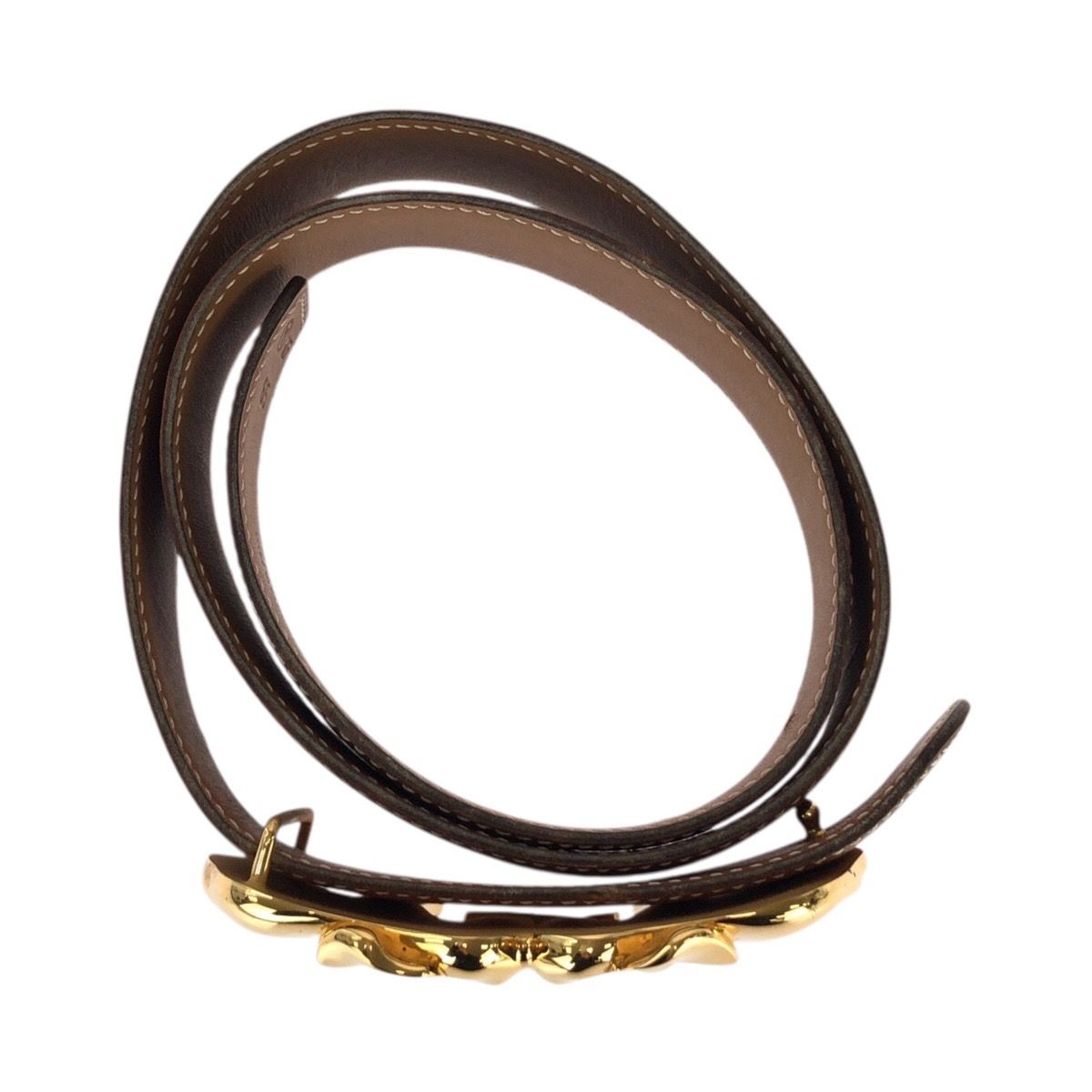 Hermes Reversible Belt 65 Brown Gold Leather Plated — view 2