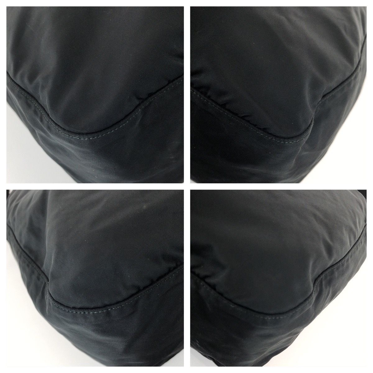 Prada Tessuto Black Silver Nylon Leather Shoulder Bag — view 3
