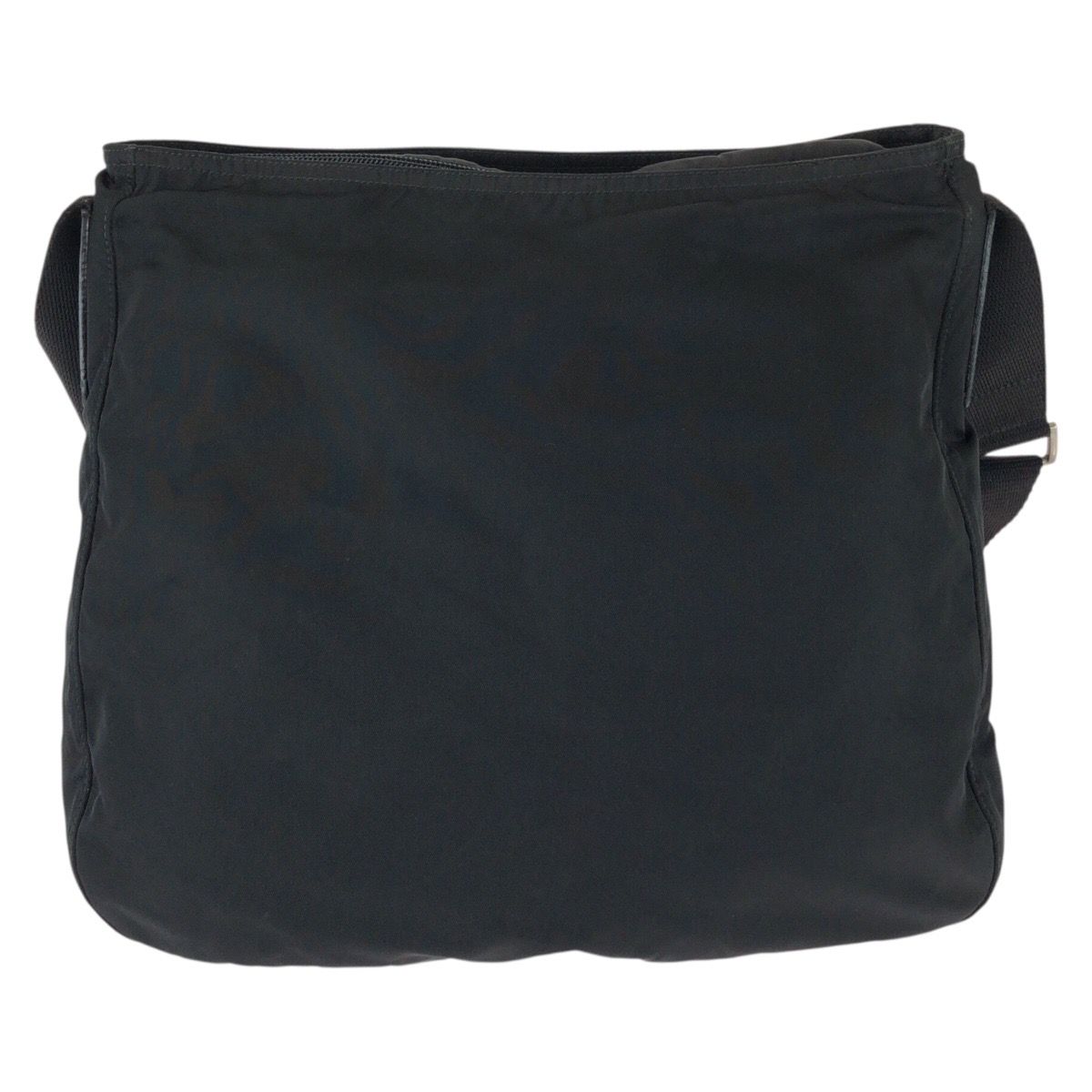 Prada Tessuto Black Silver Nylon Leather Shoulder Bag — view 2