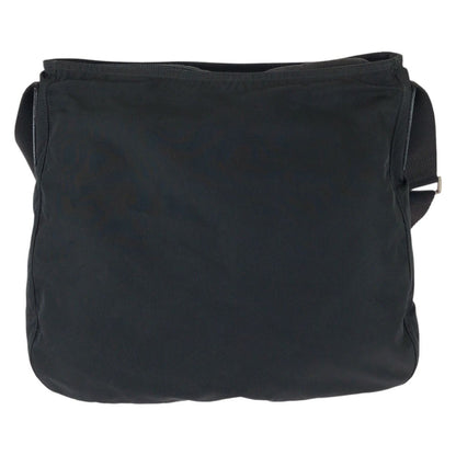 Prada Tessuto Black Silver Nylon Leather Shoulder Bag — view 2