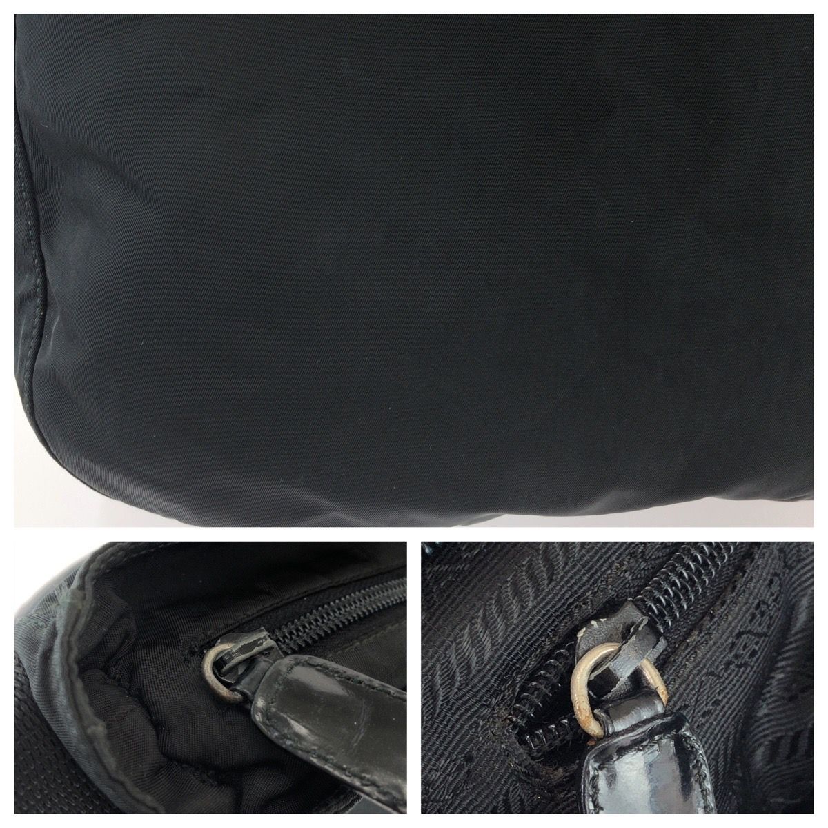 Prada Tessuto Black Silver Nylon Leather Shoulder Bag — view 6