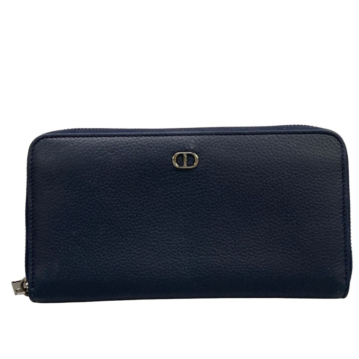 Dior Wallet Black Zip Around Leather