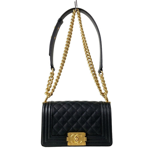 Chanel Shoulder Bag Boy 20 Quilted Black Chain Vintage Gold
