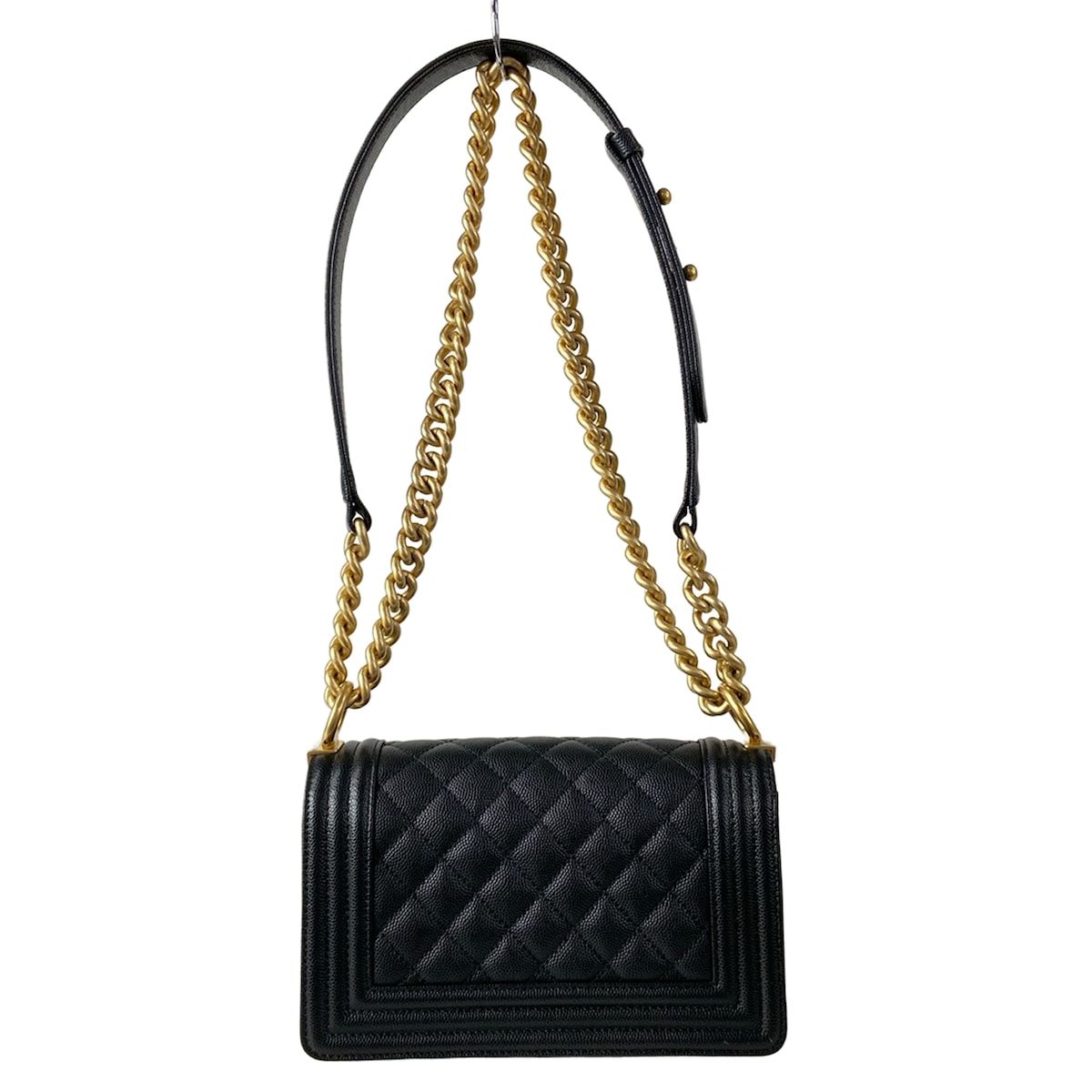 Chanel Shoulder Bag Boy 20 Quilted Black Chain Vintage Gold — view 3