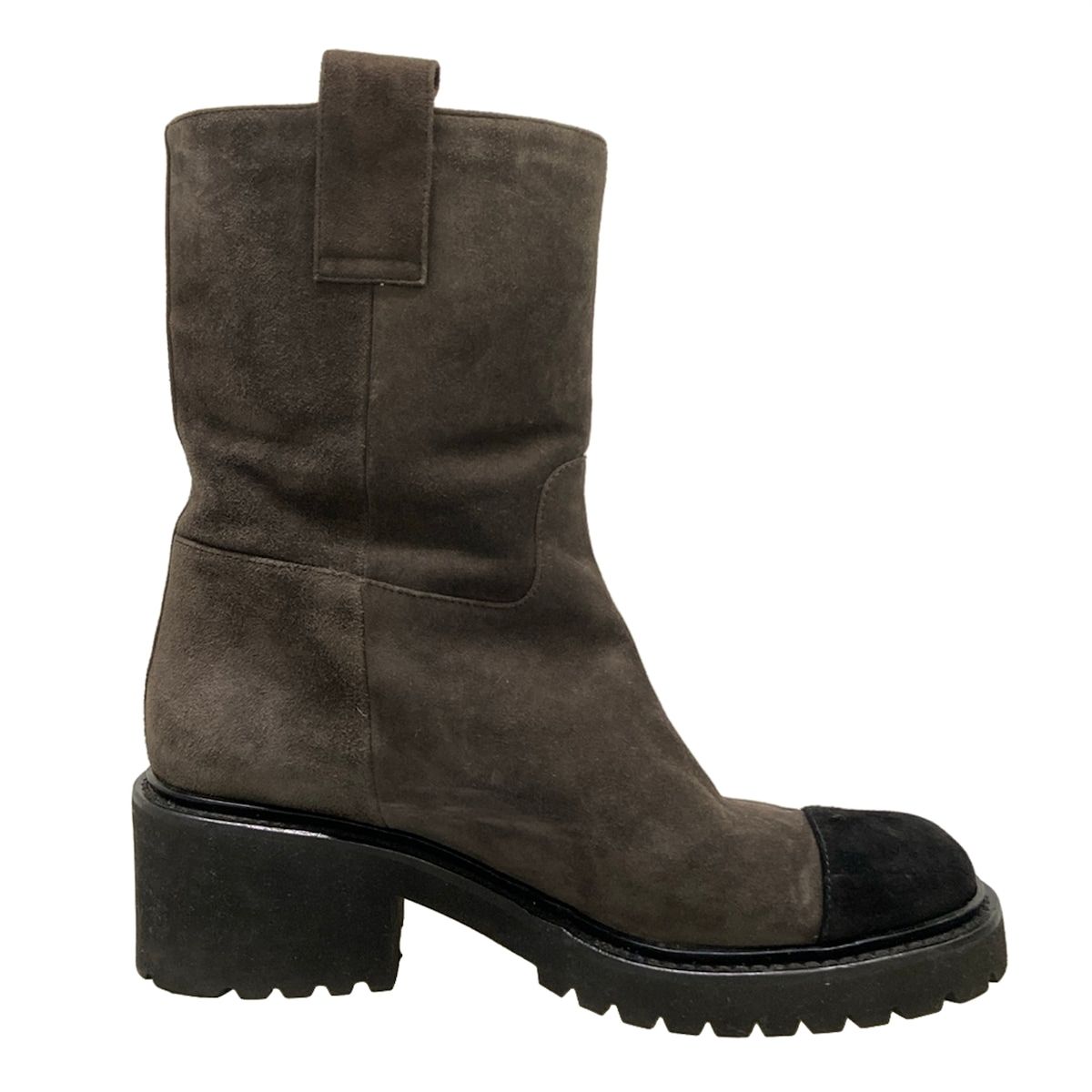 Chanel Short Boots C Dark Brown Black — view 2