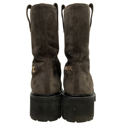 Chanel Short Boots C Dark Brown Black — view 6