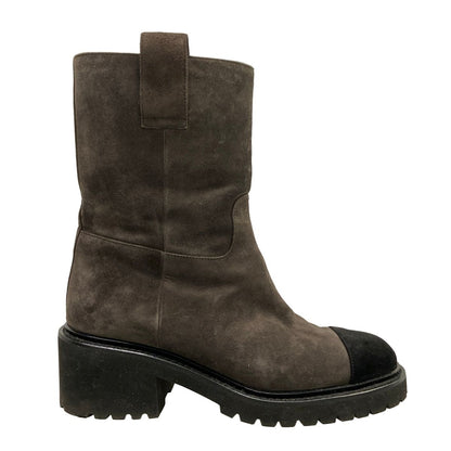 Chanel Short Boots C Dark Brown Black — view 4