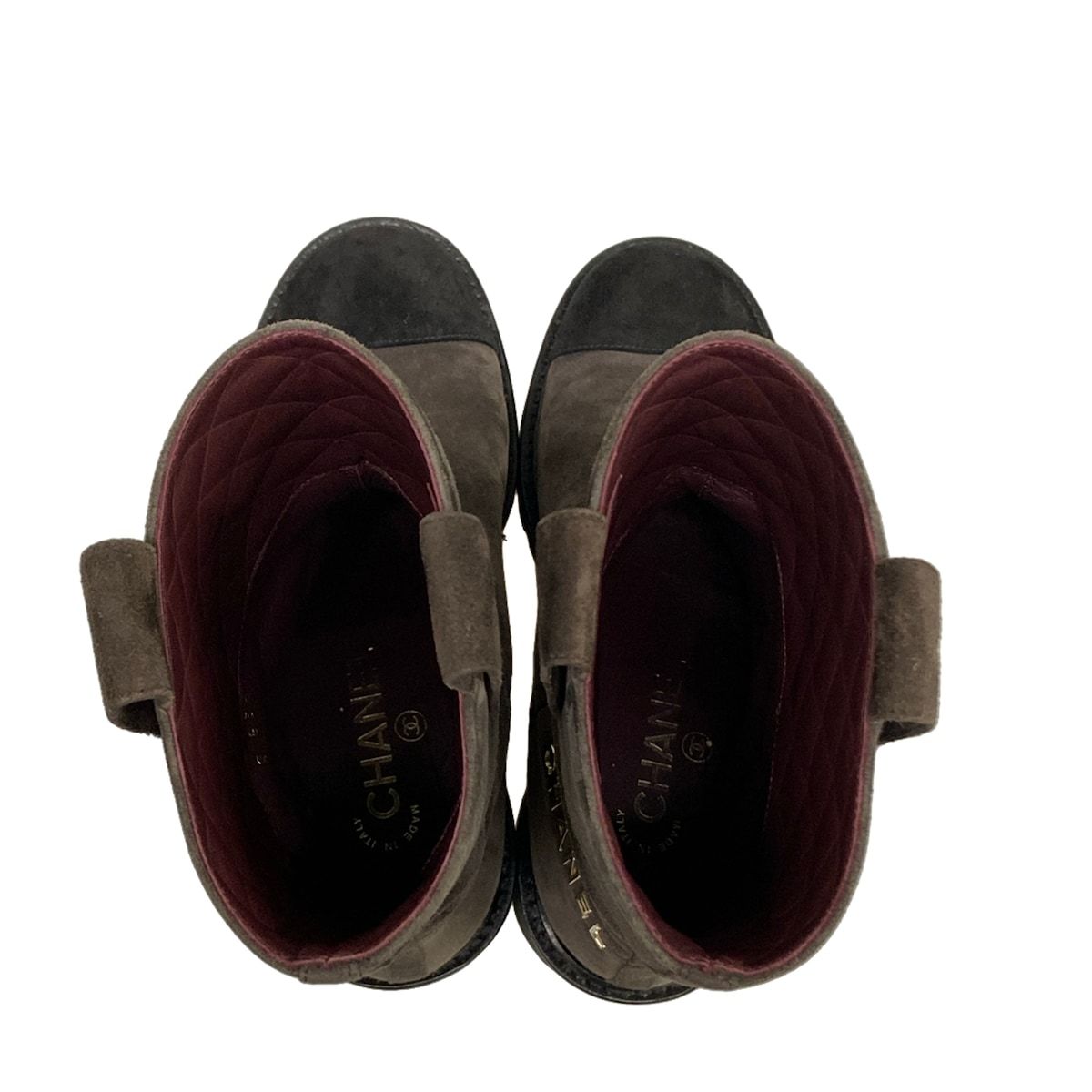 Chanel Short Boots C Dark Brown Black — view 7