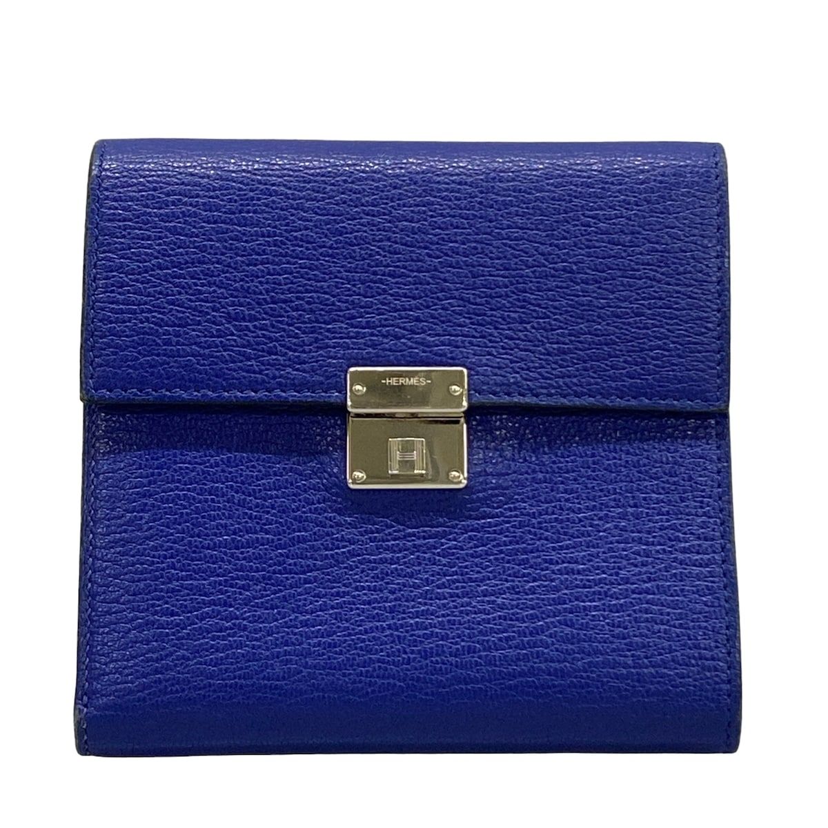 Hermes Trifold Wallet Clic 12 Blue Electric Silver