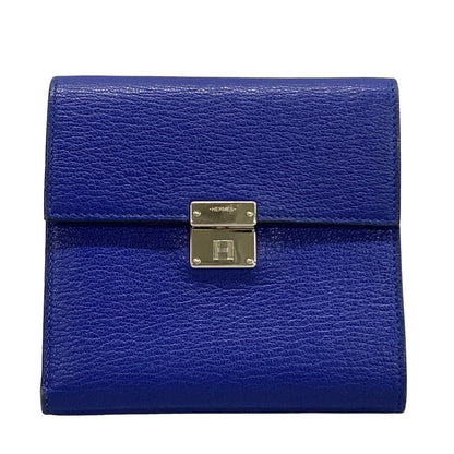 Hermes Trifold Wallet Clic 12 Blue Electric Silver