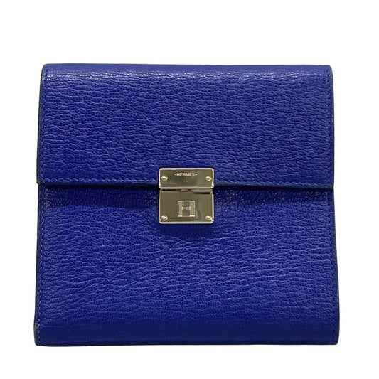 Hermes Trifold Wallet Clic 12 Blue Electric Silver