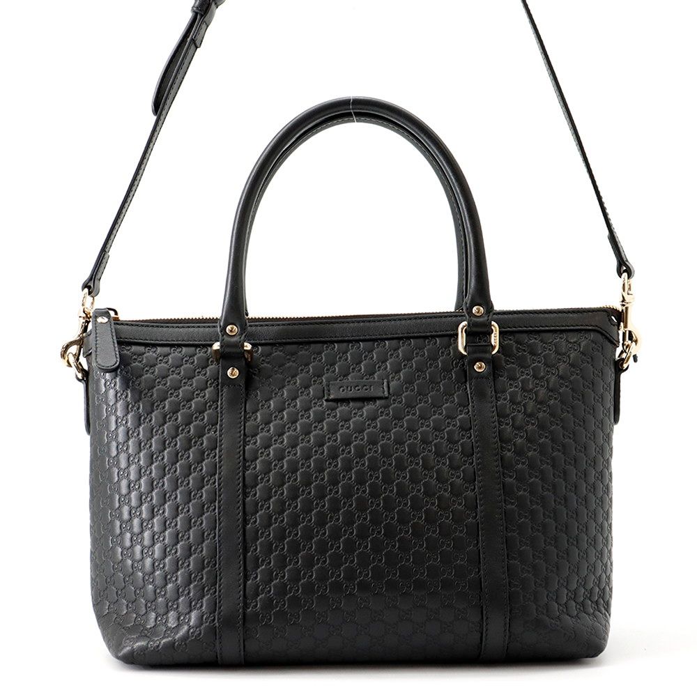 Gucci Tote Micro Guccissima Leather 2-Way Shoulder Bag Black