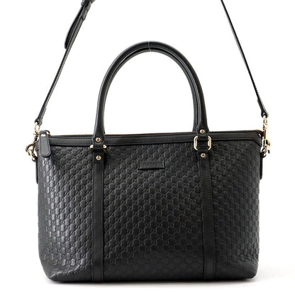 Gucci Tote Micro Guccissima Leather 2-Way Shoulder Bag Black