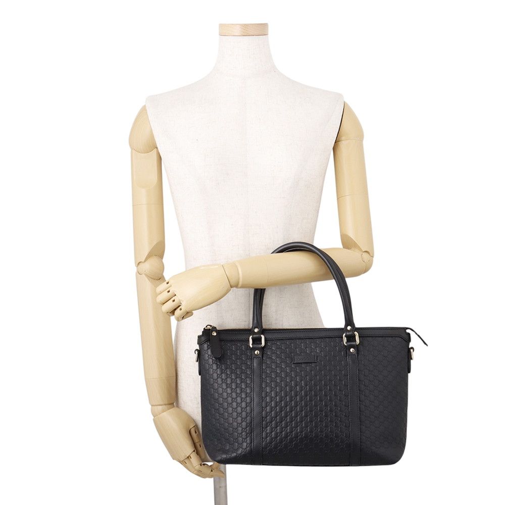 Gucci Tote Micro Guccissima Leather 2-Way Shoulder Bag Black — view 4