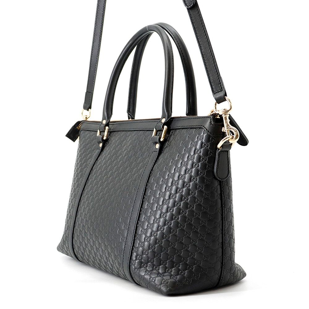 Gucci Tote Micro Guccissima Leather 2-Way Shoulder Bag Black — view 2