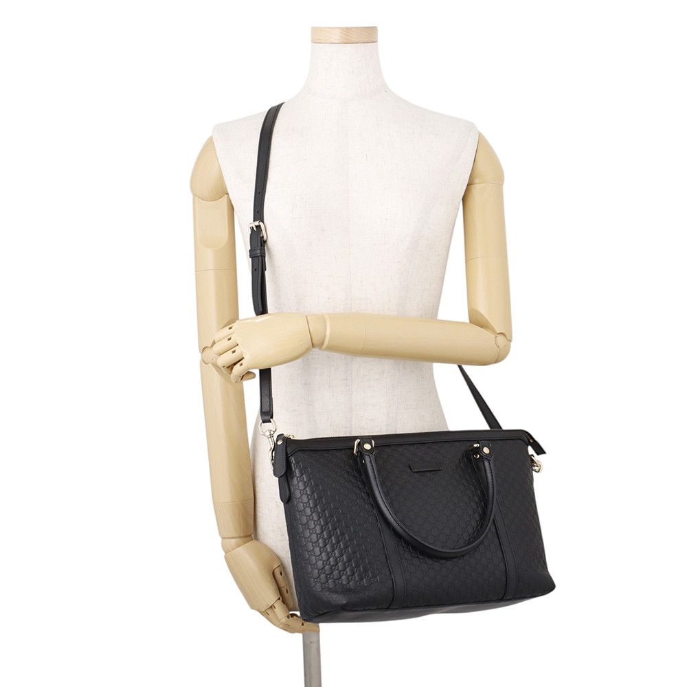 Gucci Tote Micro Guccissima Leather 2-Way Shoulder Bag Black — view 5