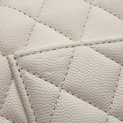 Chanel Chain Shoulder Bag Quilted 25 CC Logo Caviar Leather Double White — view 8