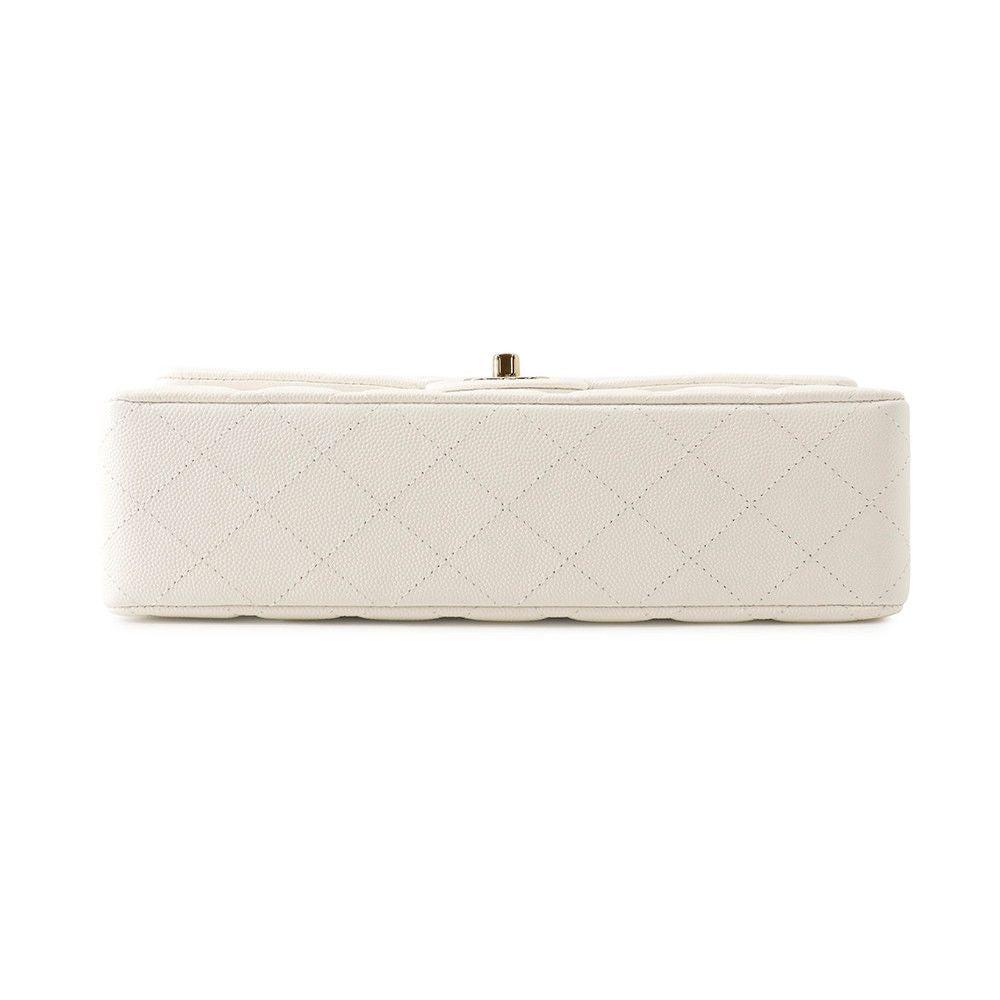 Chanel Chain Shoulder Bag Quilted 25 CC Logo Caviar Leather Double White — view 3