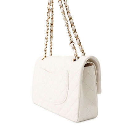 Chanel Chain Shoulder Bag Quilted 25 CC Logo Caviar Leather Double White — view 2