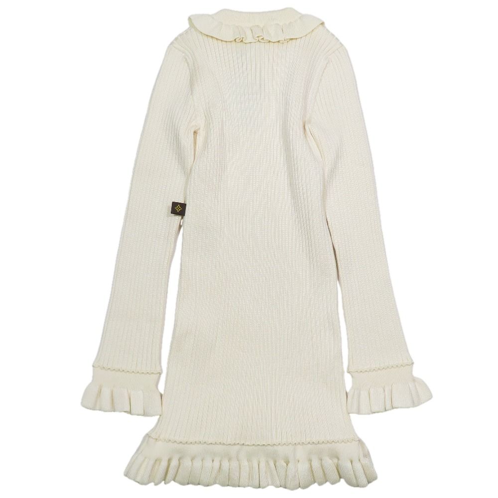 Louis Vuitton Frill Color Rib Knit Mini Dress Long Sleeve Short Length Sweater — view 2